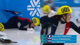 Drama as French speed skater recovers from crash to win gold at Universiade in Russia (VIDEO) 