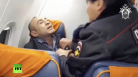 Drunk passenger demands money from police as they try to remove him from plane (VIDEO)