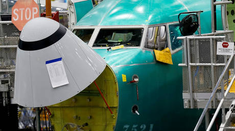 The angle of attack sensor marked on the nose of a Boeing 737 MAX 8 at the company's factory in Renton, Washington © Reuters / Lindsey Wasson