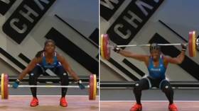 French female weightlifter breaks arm in two places during 110kg attempt (GRAPHIC VIDEO)