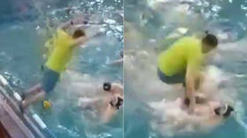 Water polo coach 'Khabib-jumps' on a rival player, instigates mass brawl (VIDEO)