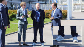 Hipster Putin?  Russian president wears New Balance sneakers on school trip (PHOTOS)