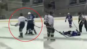 Instant karma: Amateur league hockey player jumps on opponents, gets KNOCKED OUT COLD (VIDEO)