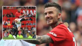 'Poetry in motion': David Beckham rolls back the years during 'Treble 99' celebration game