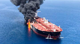 BURNING tanker filmed by Iran after 'attacks' in Gulf of Oman (VIDEO)