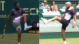 WATCH: Tennis players stage impromptu football duel in the middle of match