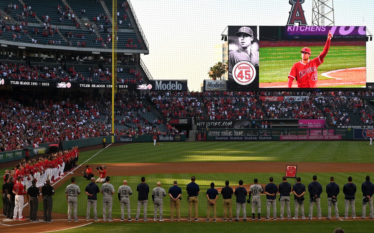 Tyler Skaggs' mother threw out the first pitch. Then his teammates threw a  no-hitter