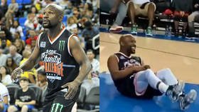 'The 1st time I've seen Floyd dropped!' Mayweather knocked down in charity basketball game (VIDEO)