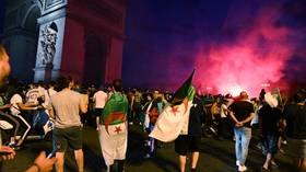 Paris riot police deployed to stop looting & vandalism by Algerian football fans (VIDEOS)