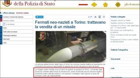 Italy police ALTER news on neo-Nazi missile for Ukraine after MSM misreport busted cell as pro-rebel