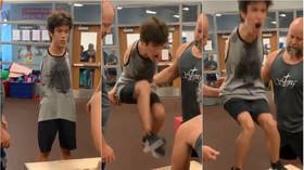 ‘Inspirational’: Boy with no arms goes viral after completing box jump (VIDEO)