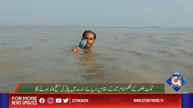Deep coverage: Pakistani journalist goes viral for news report in chin-high floodwaters (VIDEO)