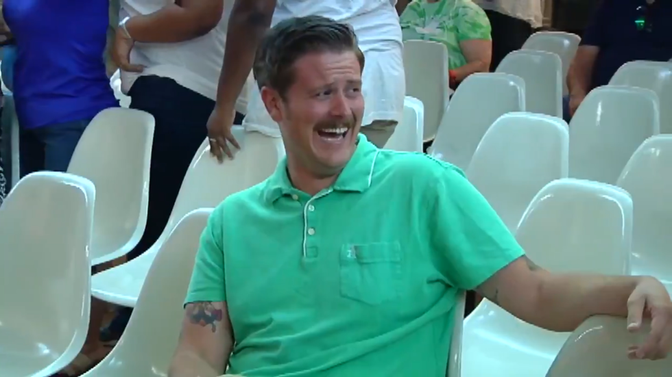 ‘Green Shirt Guy’ goes viral after hysterically laughing at MAGA ...