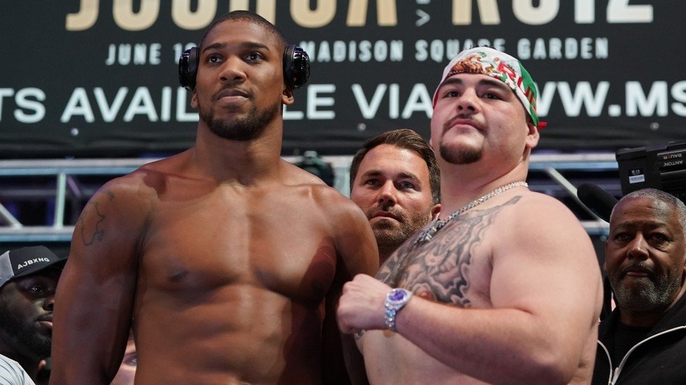 Fighting talk: Watch the Andy Ruiz Jr v Anthony Joshua II press ...