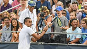 Tennis rebel Kyrgios in YET ANOTHER meltdown… but delights young fan by giving him smashed racket