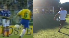 He's still got it (almost): Watch Brazil icon Roberto Carlos recreate legendary free-kick