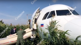 CLOSE-UP: Moscow plane largely intact after hero pilots’ emergency landing (VIDEO)