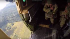 Bodycam captures parachute jump at international airborne drill in Russia (VIDEO)