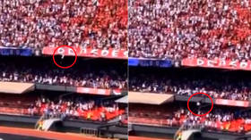 Brazilian football fan survives 40ft horror fall after plummeting from stadium’s top stand (VIDEO)