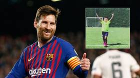 WATCH: Sons of Lionel Messi and Luis Suarez tear it up just like their dads in Barca kids game