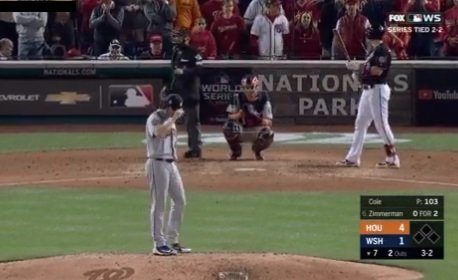 Women Flash Astros Pitcher Cole At Last Nights World Series Game