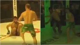 Lights out: MMA fighter gets sparked in the dark as lighting goes haywire at event in Russia (VIDEO)