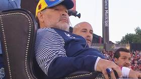 Watch the Throne: Diego Maradona receives hero's welcome as Gimnasia thrash former team Newell's Old Boys (VIDEO)