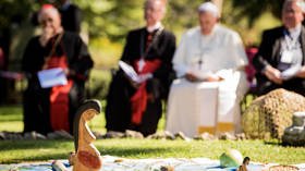 Pope Francis urged to REPENT by clergy after participating in ‘idolatrous worship’ of pagan goddess