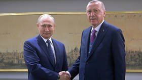‘Example of cooperation for the world’: Putin & Erdogan hail new gas pipeline as Middle East tensions boil