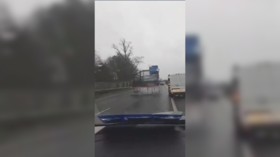 Rogue trampoline springs up on Irish motorway, has Irish Twitter jumping for joy as Storm Brendan lashes NE Europe (VIDEO)