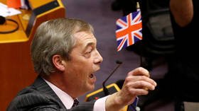 ‘Goodbye!’ Farage trolls EU Parliament with Brexit one last time, waving Union Jack flag before mic is cut off for ‘hate’