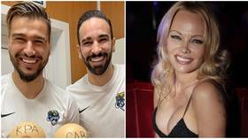 ‘Bringing the best of Pamela Anderson to Russia’: Adil Rami poses with plastic breasts in cheeky nod to Baywatch ex-girlfriend
