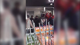 I am Cartacus! French shopper wields TROLLEY as panic buying violence escalates (VIDEO)