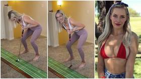 Making the breast of quarantine: Ex-pro golfer Paige Spiranac entertains fans with 'cleavage' trick shot (VIDEO)