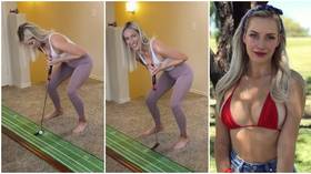 'I'm ECSTATIC': Golf starlet Bella Angel thrills fans in tight outfit on Instagram as she pitches up to swing with the stars again