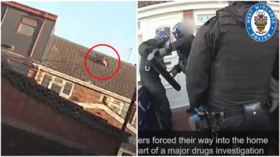 Desperate suspect THROWS £27,000 stashed in SAFE out the window during police raid (VIDEO)
