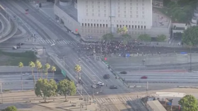 WATCH protesters block Los Angeles freeway, attack police cars as George Floyd rallies escalate into riots (VIDEOS)