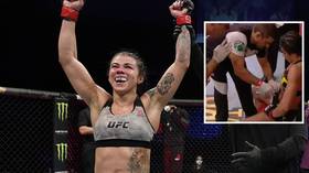 'What's all that about?' UFC's Gadelha responds with humor as clip shows her getting water poured DOWN HER PANTS during fight