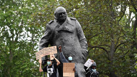 Winston Churchill memorial vandalized on D-Day anniversary during George Floyd protest in London (VIDEOS, PHOTOS)