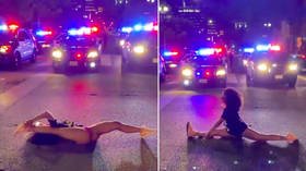 WATCH: Thong-wearing Black Lives Matter activist twerks at police in raunchy protest