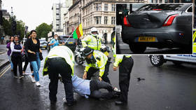Boris Johnson in minor CAR CRASH outside parliament after protester runs in front of convoy (VIDEO, PHOTO)