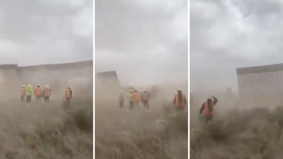 WATCH: Viral video claims to show ‘Trump’s border wall’ COLLAPSE under the wrath of Hurricane Hanna