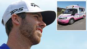 Ice cool: Golf ace fires his way to the top of the leaderboard – thanks to an ICE CREAM VAN (VIDEO)