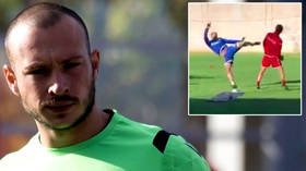 'A brave decision': Goalkeeper who showed fighting footwork in training QUITS football for 'true passion' of MMA (VIDEO)