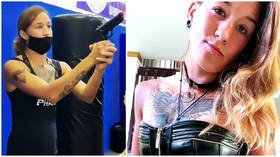 'Could you BE any hotter?' Kazakhstan's UFC 'killer' Mariya Agapova grabs GUN before donning rock chick corset, skintight trousers