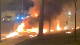 Small plane engulfed in flames after crash landing in middle of Sao Paulo rush hour traffic (VIDEOS)