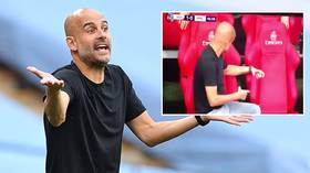 'Who's his imaginary friend?' Footage of Guardiola 'talking to empty chair' goes viral as Man City suffer FA Cup defeat to Arsenal
