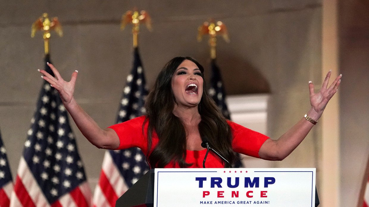 Kimberly Guilfoyle delivers a pre-recorded speech to the largely virtual 2020 Republican National Convention, from Washington, DC, August 24, 2020.