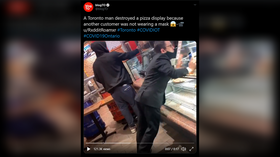 Toronto man has meltdown, destroys glass display after confronting maskless pizza shop customer (VIDEO)