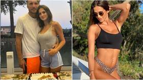 Sweet success: Lazio marksman Immobile and Instagram stunner wife pose with 'Golden Shoe' cake after he tops goal charts